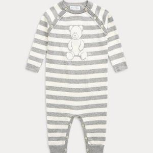 Ralf Lauren baby Striped Bear Organic Cotton Coverall 6m